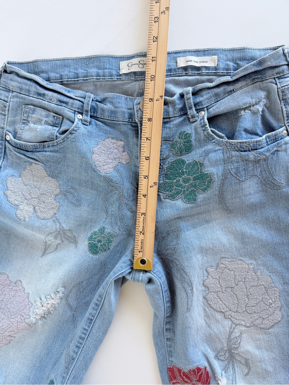 Jessica Simpson Mika Best Friend Floral Embroidered Straight Leg Jeans 29 - Picture 7 of 10